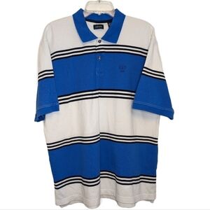 IZOD Rugby Striped Short Sleeve Unisex Cotton Polo Shirt Blue White Black Top XL